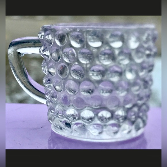 Vintage Mug Handled Glass Hobnail Textured Antique Penny Candy Scoop - Picture 5 of 10